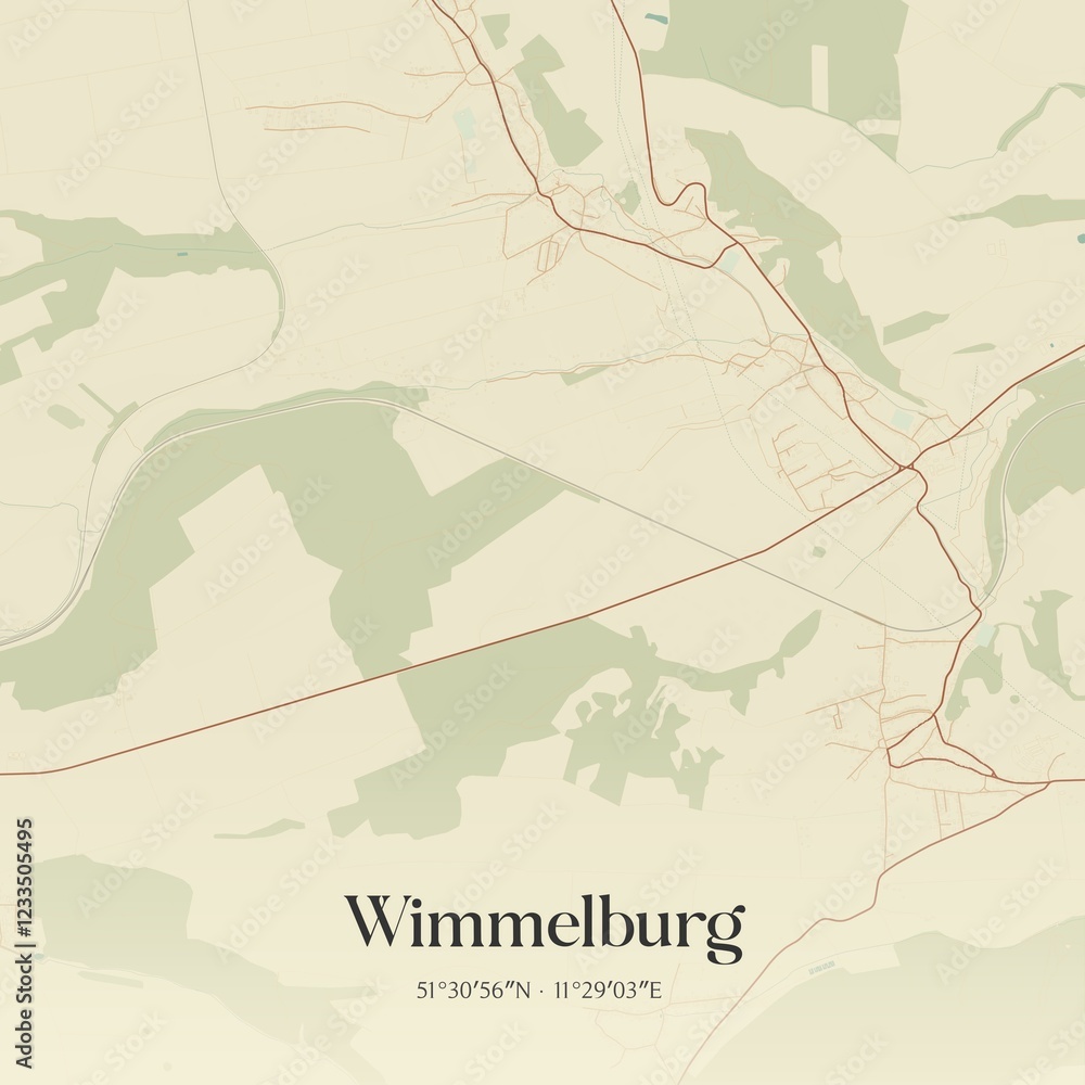 Obraz premium Vintage map of Wimmelburg, Germany.