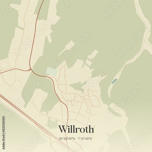 Vintage map of Willroth, Germany. photo