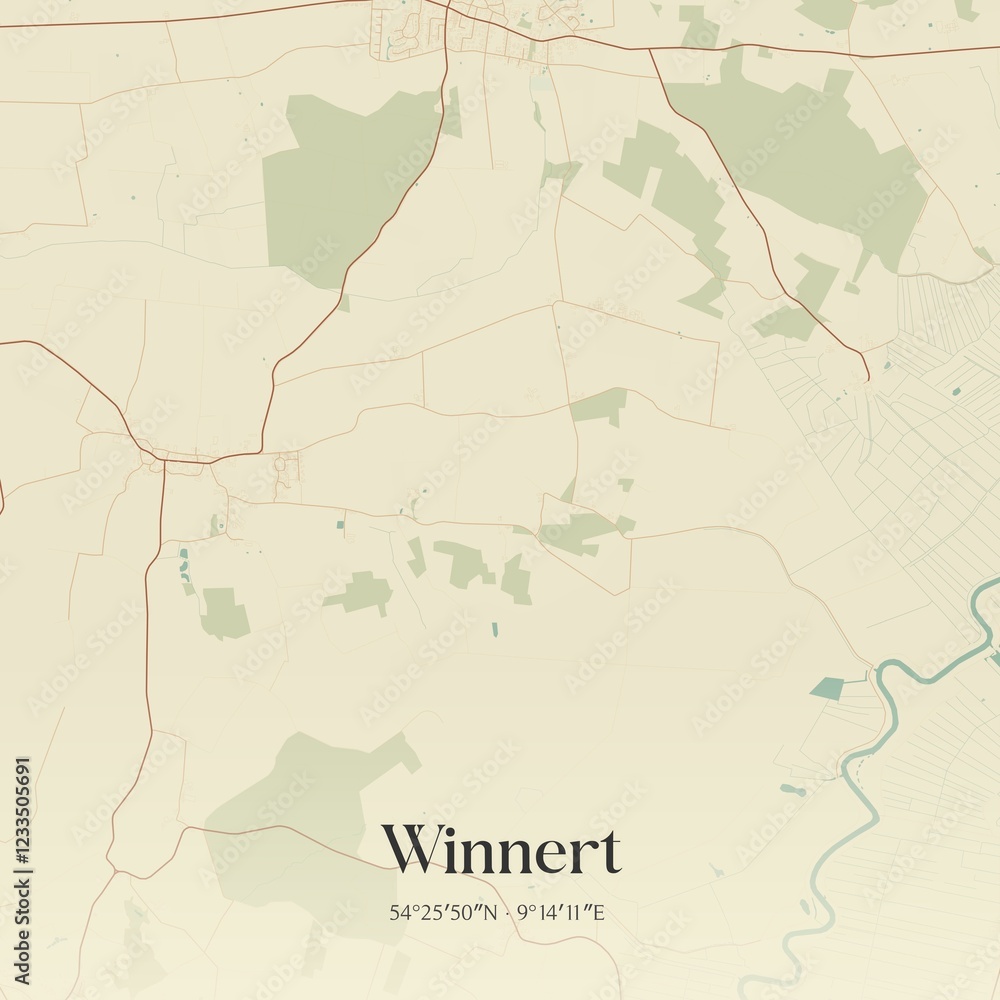 Fototapeta premium Vintage map of Winnert, Germany.