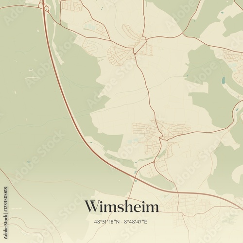 Vintage map of Wimsheim, Germany. photo