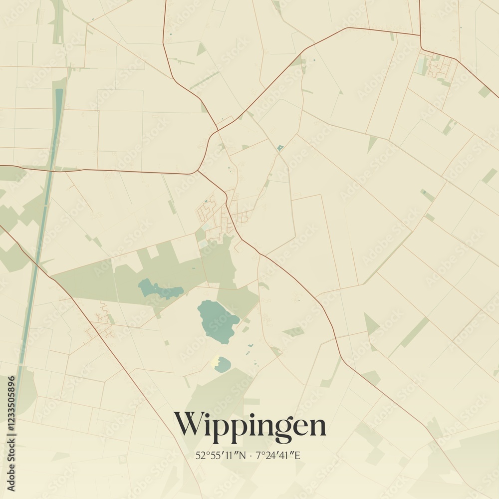 Fototapeta premium Vintage map of Wippingen, Germany.