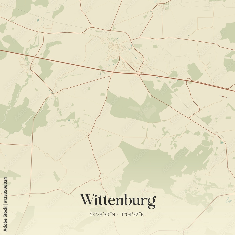 Fototapeta premium Vintage map of Wittenburg, Germany.