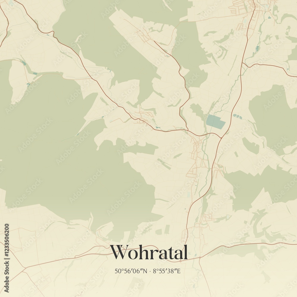 Obraz premium Vintage map of Wohratal, Germany.