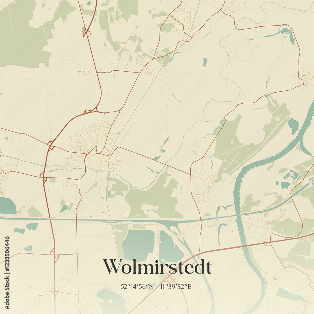Obraz premium Vintage map of Wolmirstedt, Germany.