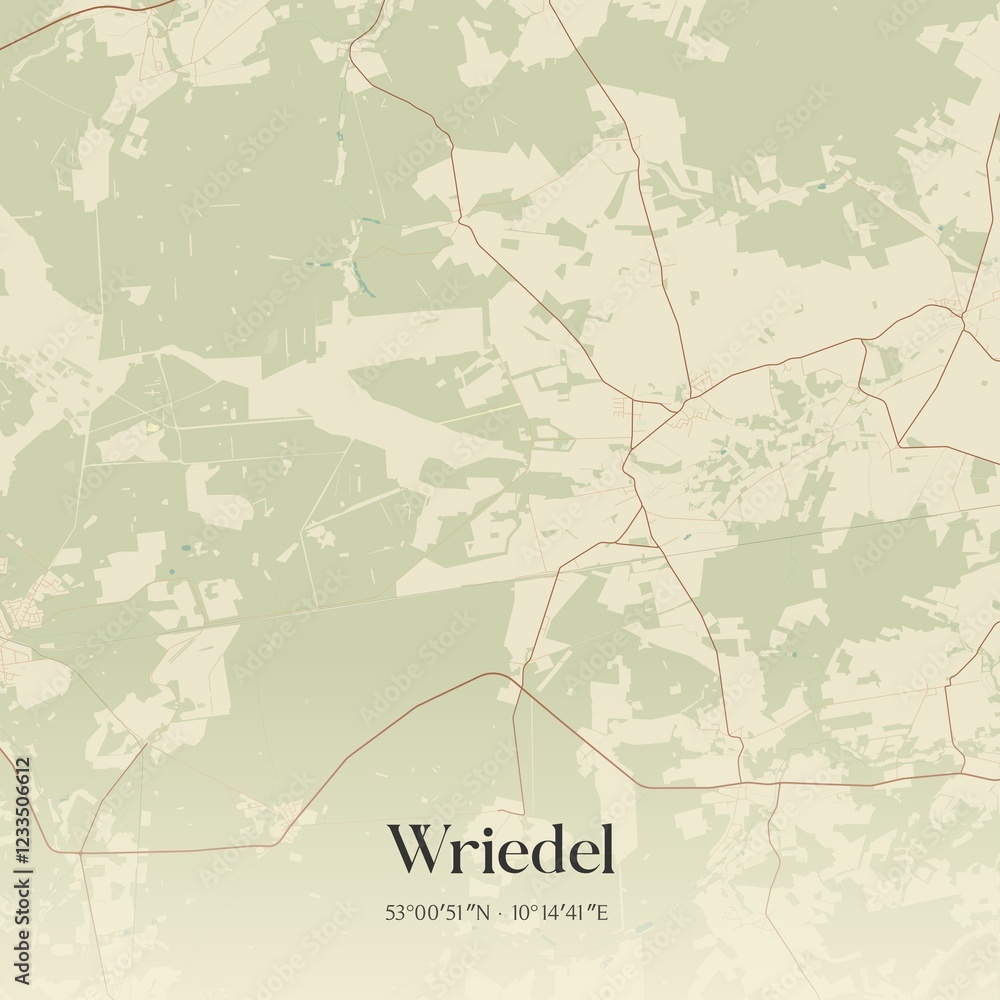 Fototapeta premium Vintage map of Wriedel, Germany.