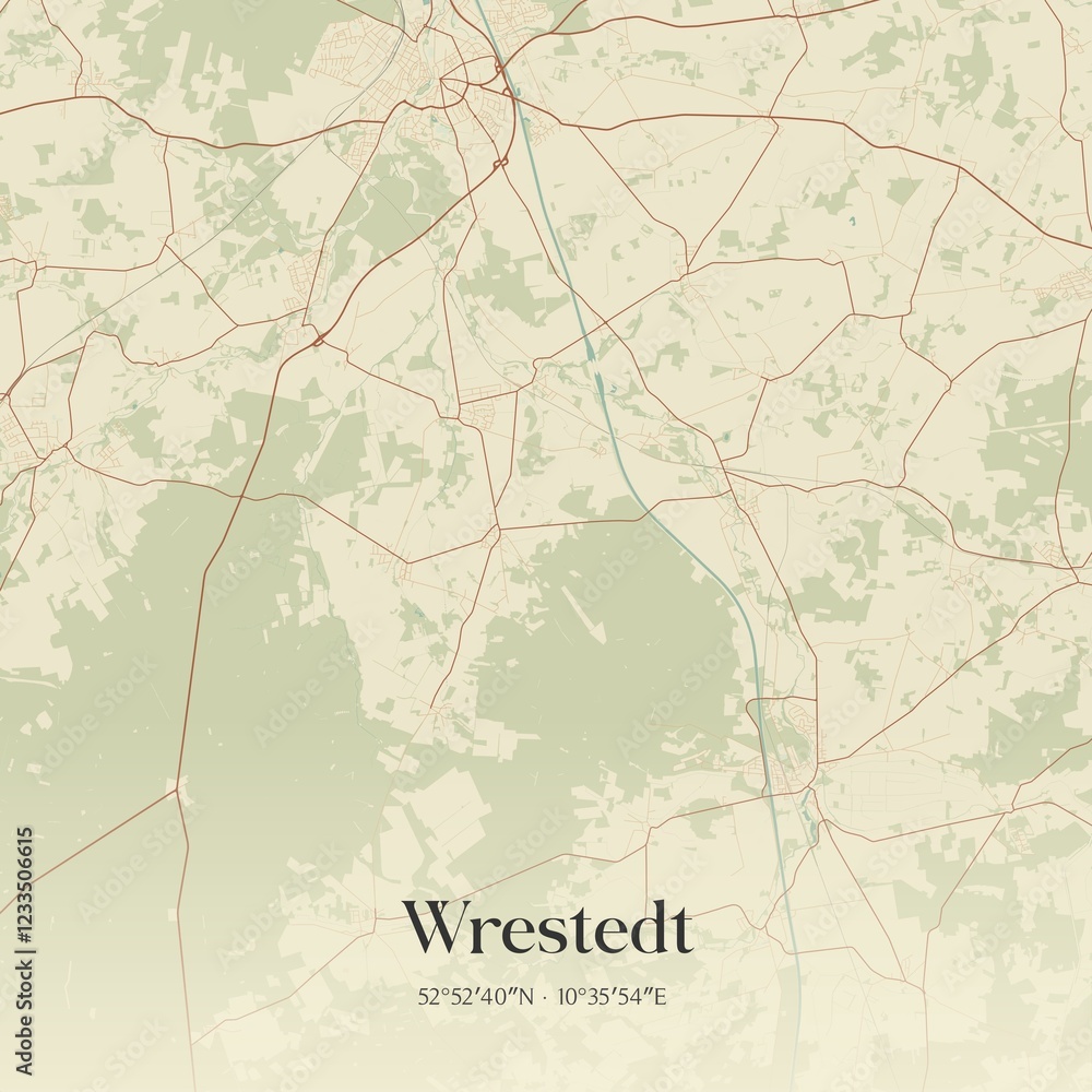 Fototapeta premium Vintage map of Wrestedt, Germany.