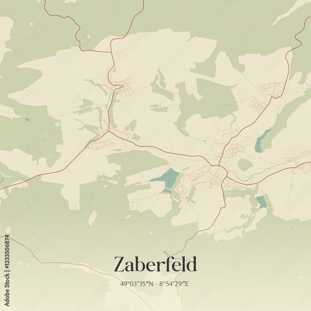 Fototapeta premium Vintage map of Zaberfeld, Germany.