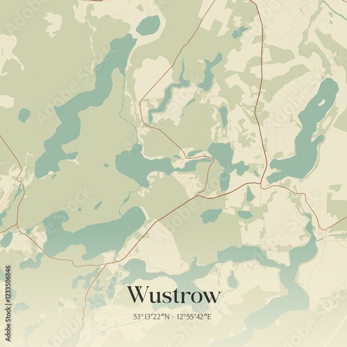 Vintage map of Wustrow, Germany.