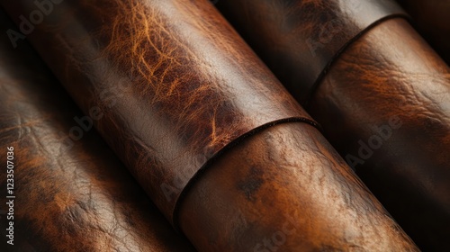Rolled brown leather texture.