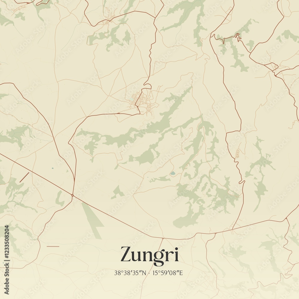 Fototapeta premium Vintage map of Zungri, Italy.