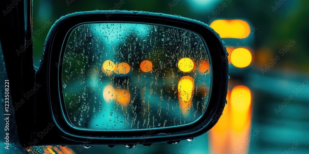 car side mirror, water droplets, rain, bokeh lights, reflections, teal background, nighttime, urban setting, macro photography, condensation, moody atmosphere, street lights, cinematic, high contrast
car side mirror, water droplets, rain, bokeh lights, reflections, teal background, nighttime, urban setting, macro photography, condensation, moody atmosphere, street lights, cinematic, high contrast