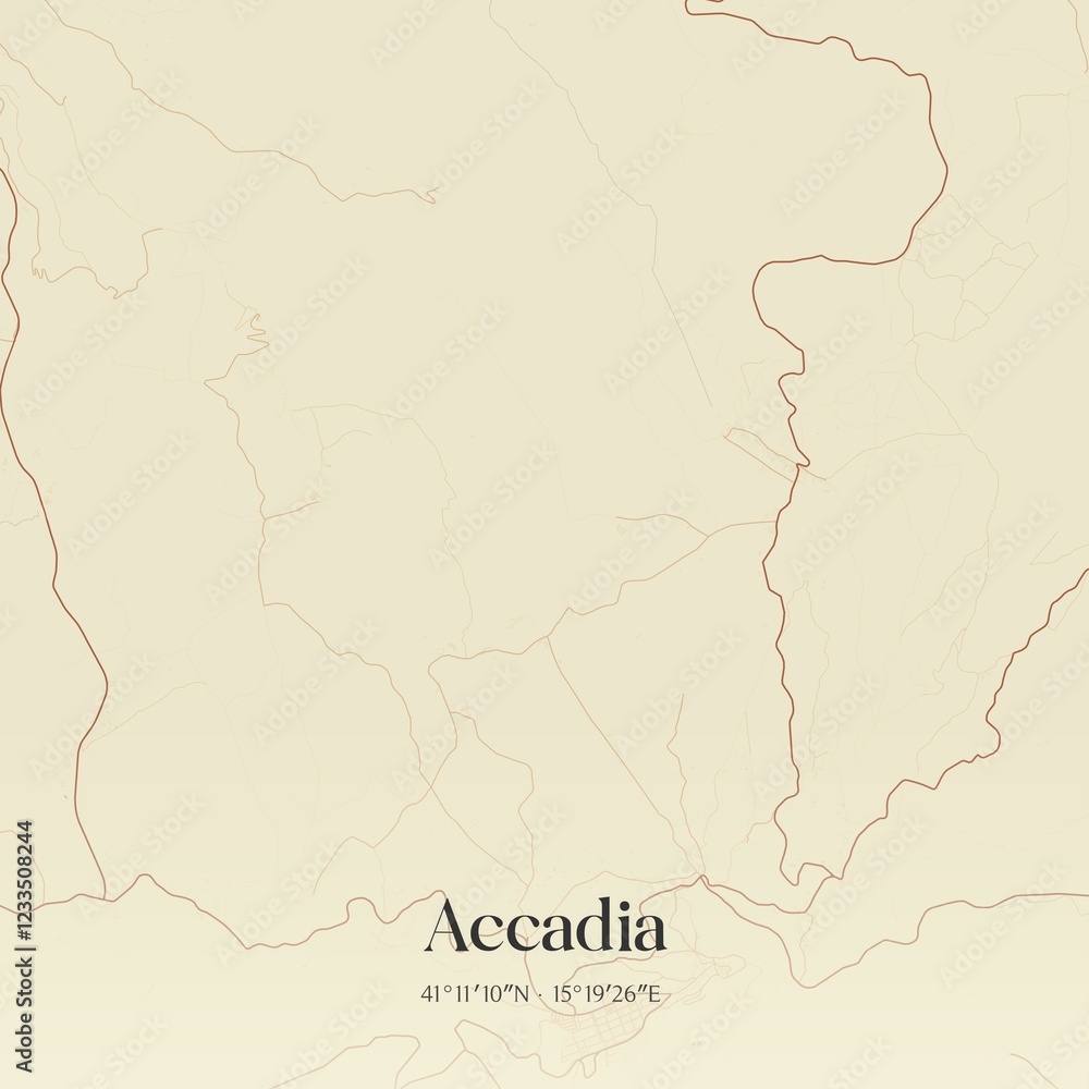 Fototapeta premium Vintage map of Accadia, Italy.