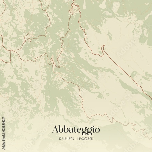 Vintage map of Abbateggio, Italy. photo