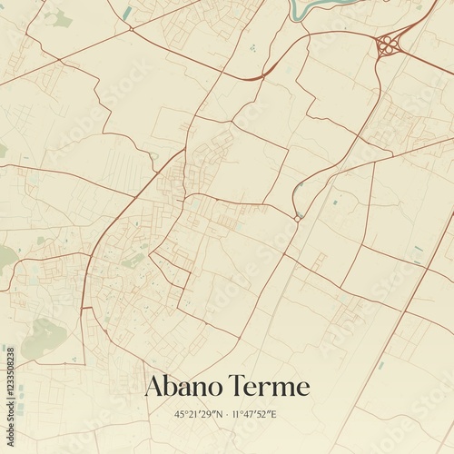 Tableau sur toile Vintage map of Abano Terme, Italy.