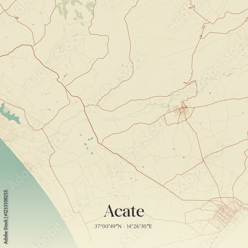 Vintage map of Acate, Italy. photo