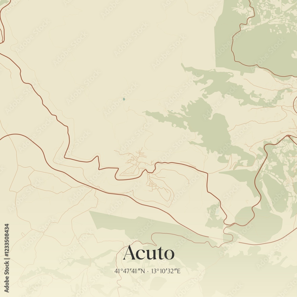 Fototapeta premium Vintage map of Acuto, Italy.