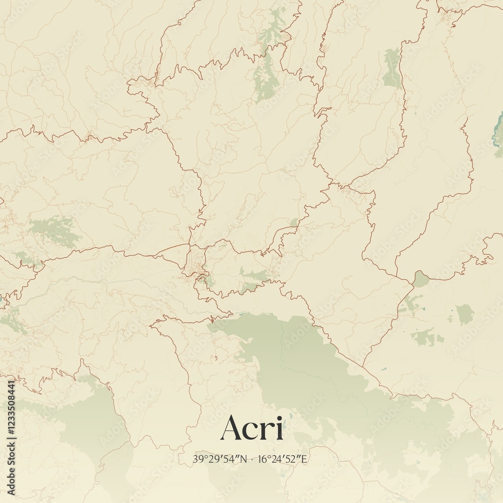 Fototapeta premium Vintage map of Acri, Italy.