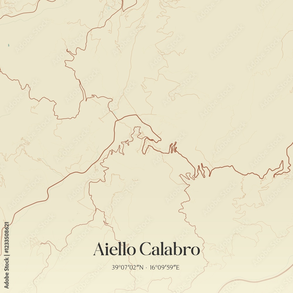 Naklejka premium Vintage map of Aiello Calabro, Italy.
