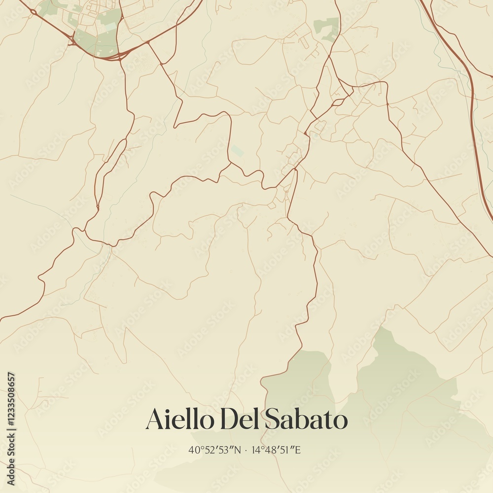 Obraz premium Vintage map of Aiello Del Sabato, Italy.