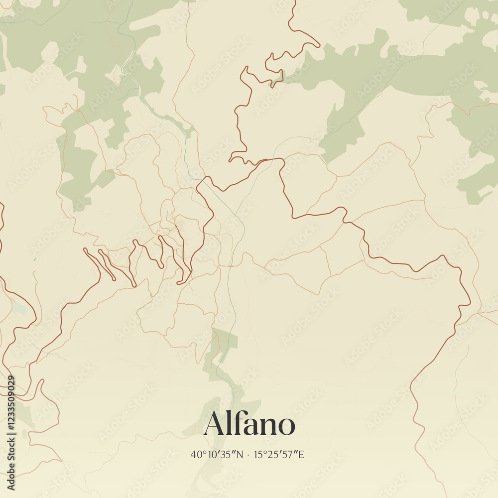 Fototapeta premium Vintage map of Alfano, Italy.