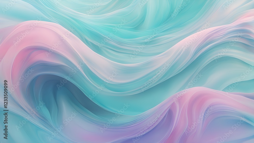 Abstract pastel-colored wavy background with flowing, translucent teal and pink textures. Abstract pastel-colored wavy background with flowing, translucent teal and pink textures.