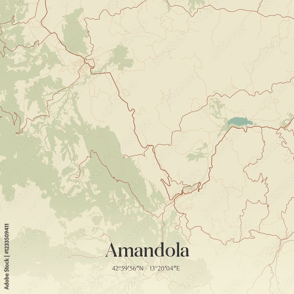 Obraz premium Vintage map of Amandola, Italy.