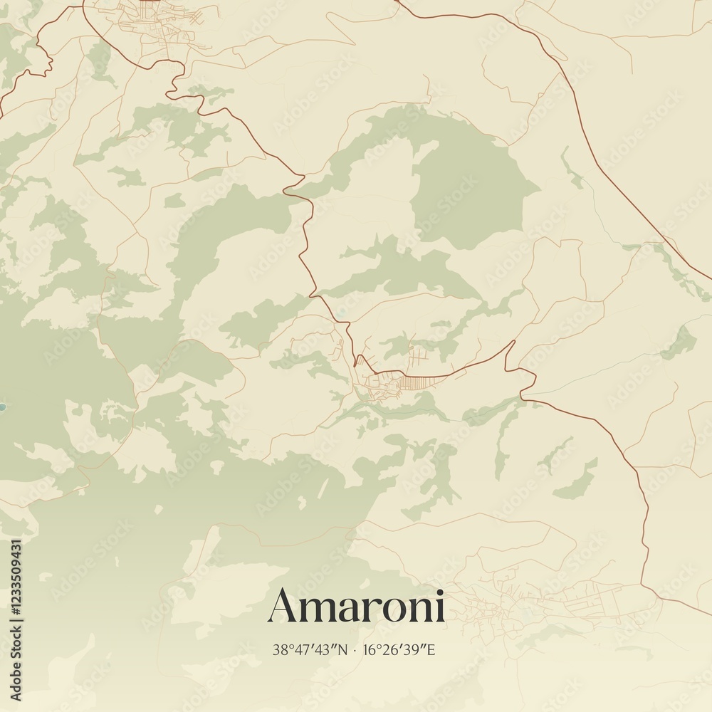 Obraz premium Vintage map of Amaroni, Italy.