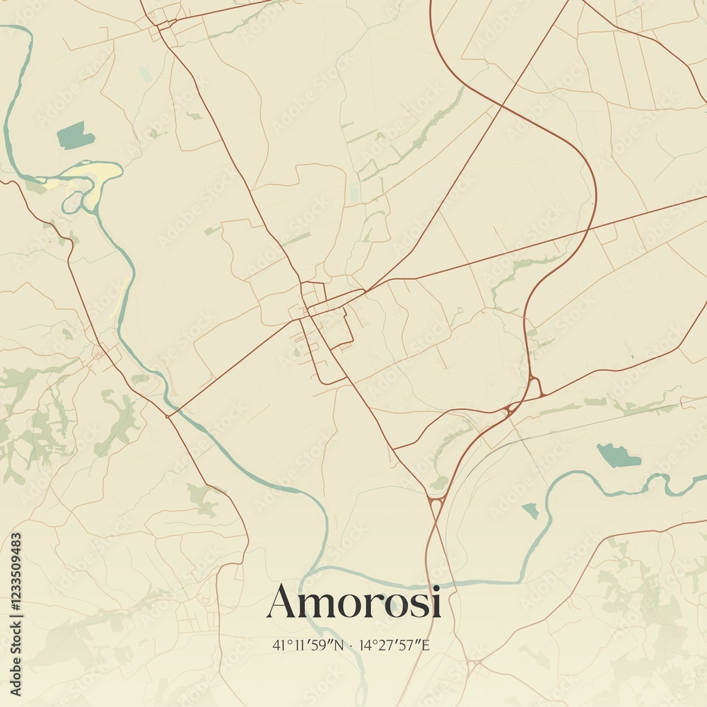 Obraz premium Vintage map of Amorosi, Italy.