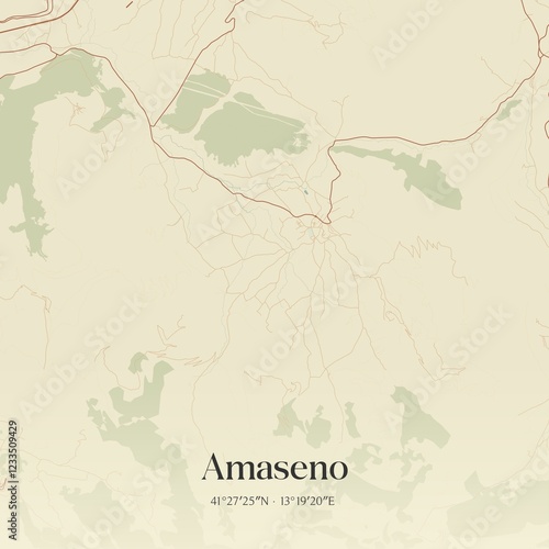 Vintage map of Amaseno, Italy. photo