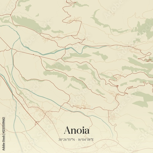 Tableau sur toile Vintage map of Anoia, Italy.