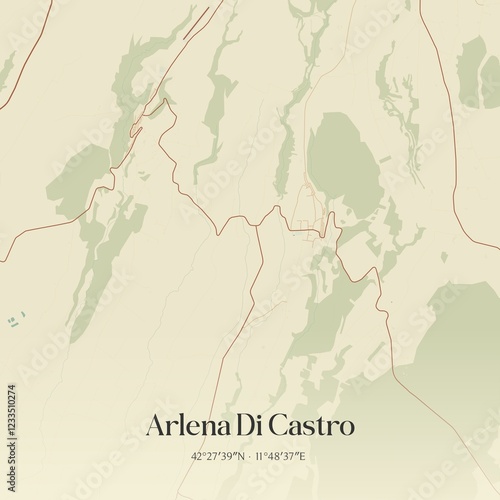 Vintage map of Arlena Di Castro, Italy.