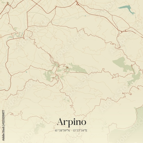 Tableau sur toile Vintage map of Arpino, Italy.