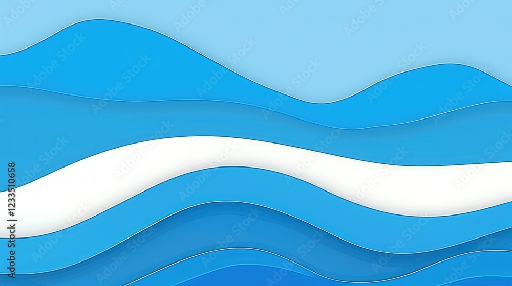Fototapeta premium Abstract Blue Wave Paper Cut Design Background Illustration