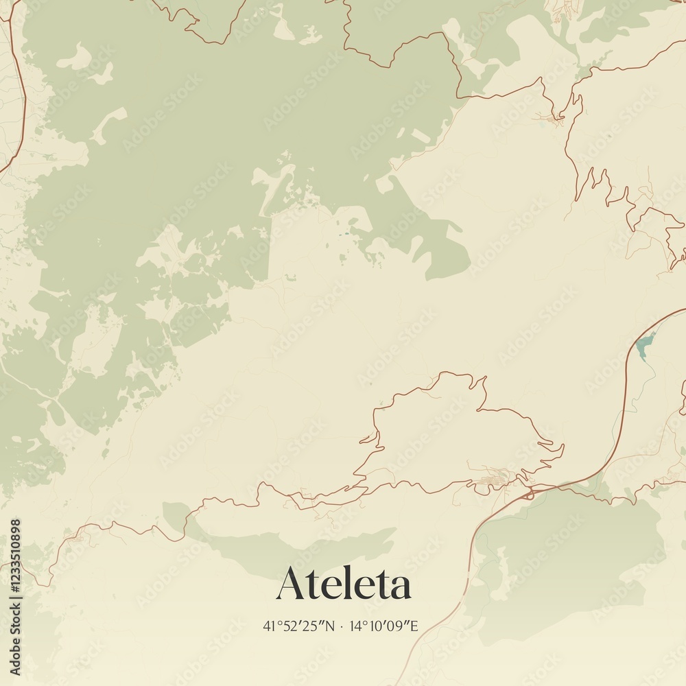 Fototapeta premium Vintage map of Ateleta, Italy.