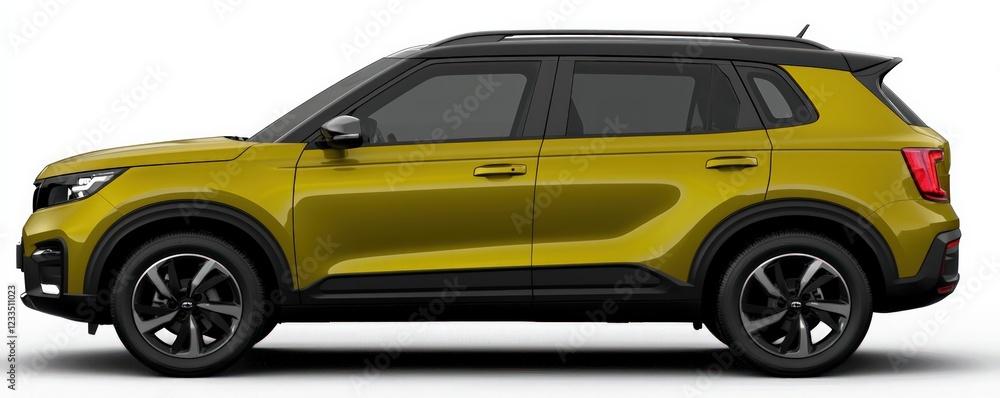 Side View of a Modern Yellow SUV with Sleek Design and Stylish Features on White Background Side View of a Modern Yellow SUV with Sleek Design and Stylish Features on White Background