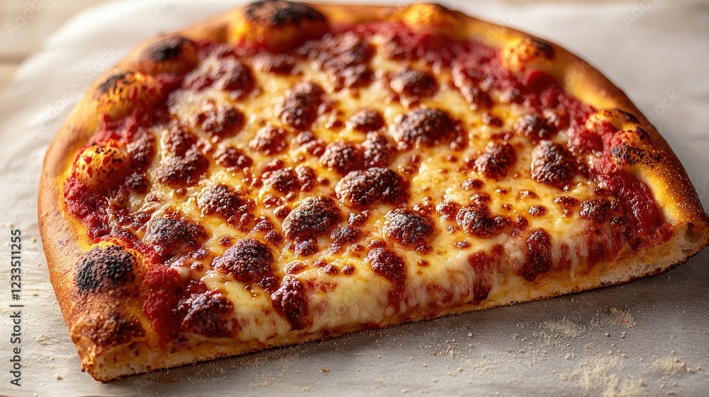Freshly baked pizza with golden crust and bubbling cheese on a wooden table Freshly baked pizza with golden crust and bubbling cheese on a wooden table