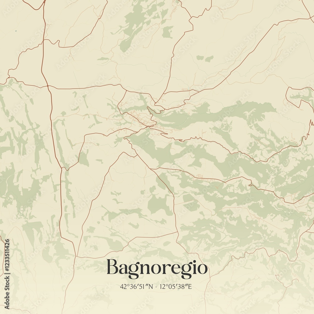 Fototapeta premium Vintage map of Bagnoregio, Italy.