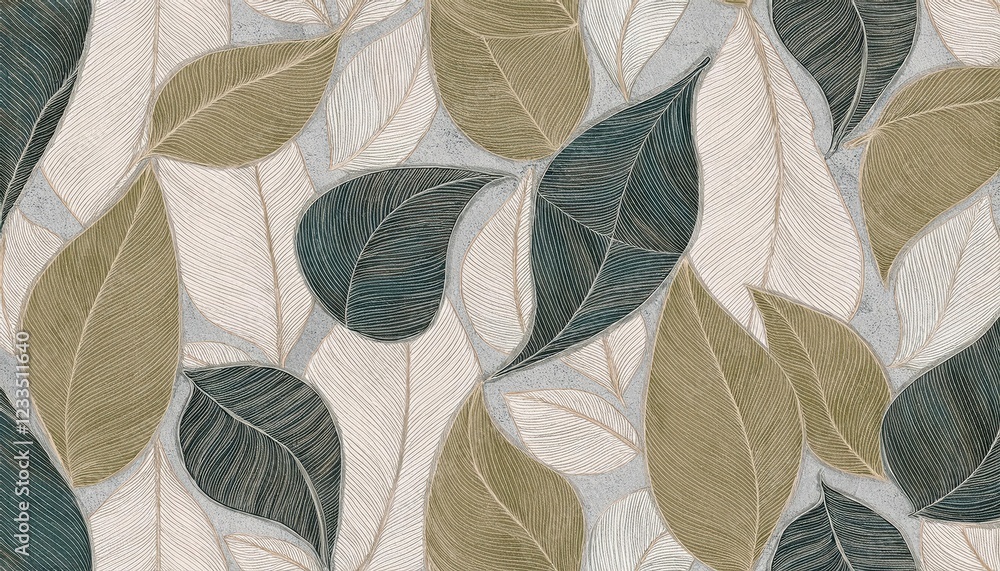 Autumn Charm A Stunning Seamless Leaves Pattern on a Rustic Cement Texture Background, Perfect for Wall Tiles or Decorative Surfaces Autumn Charm A Stunning Seamless Leaves Pattern on a Rustic Cement Texture Background, Perfect for Wall Tiles or Decorative Surfaces