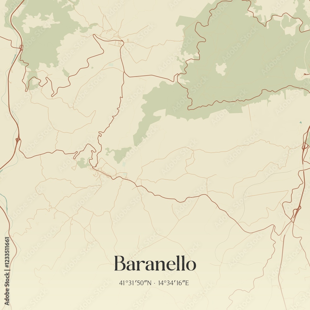 Obraz premium Vintage map of Baranello, Italy.