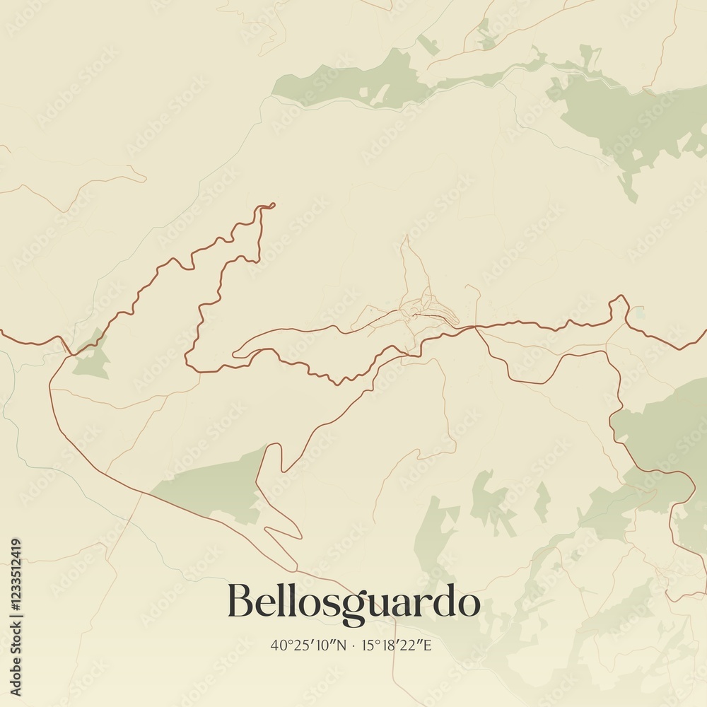 Fototapeta premium Vintage map of Bellosguardo, Italy.