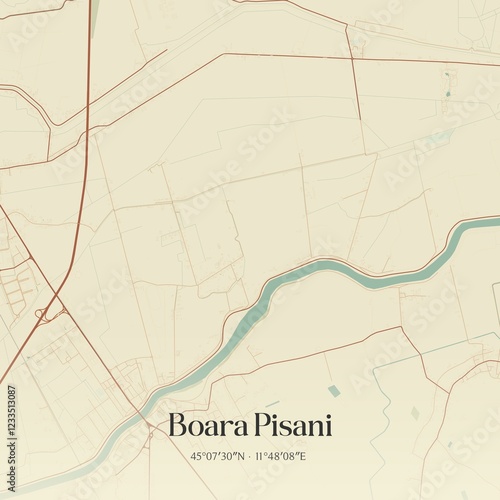 Vintage map of Boara Pisani, Italy. photo