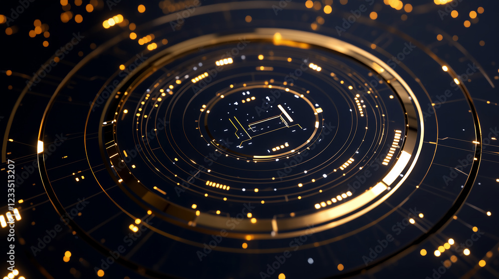 Obraz premium Futuristic digital quantum computing concpet with sleek sci-fi elements, or advanced AI system, artificial intelligence, or a cutting-edge technological interface, with a modern, sophisticated feel