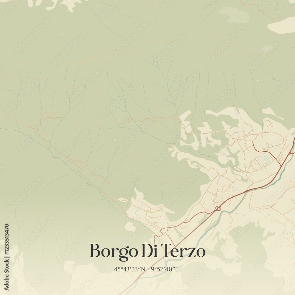 Obraz premium Vintage map of Borgo Di Terzo, Italy.