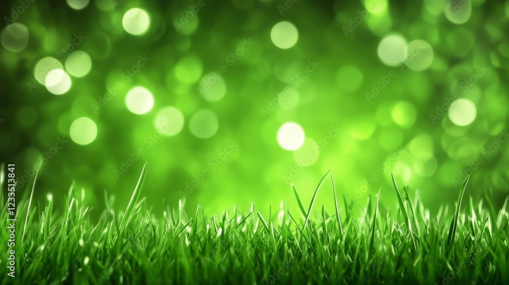 Lush Green Grass Meadow with Bokeh Background Lush Green Grass Meadow with Bokeh Background