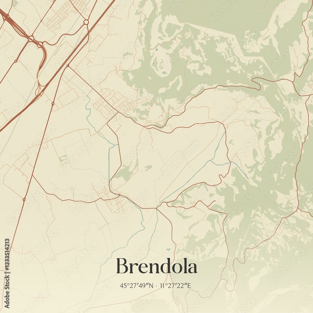 Fototapeta premium Vintage map of Brendola, Italy.