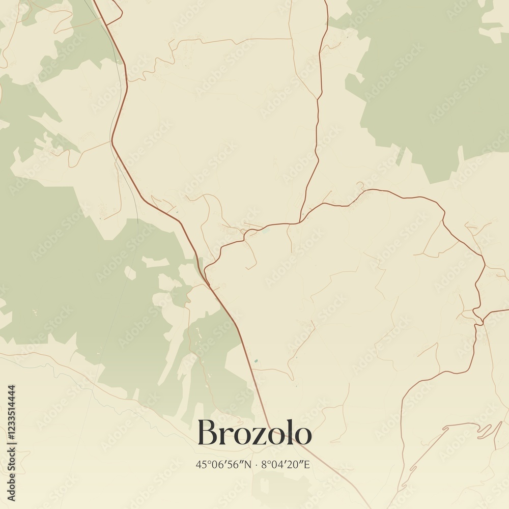 Obraz premium Vintage map of Brozolo, Italy.