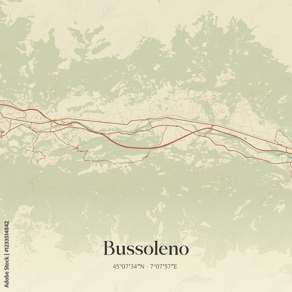 Obraz premium Vintage map of Bussoleno, Italy.