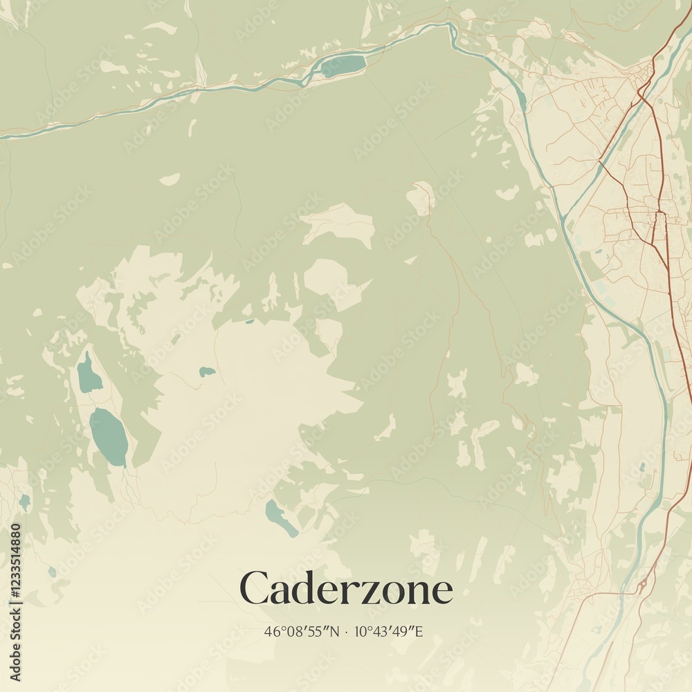 Fototapeta premium Vintage map of Caderzone, Italy.