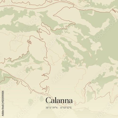 Vintage map of Calanna, Italy. photo