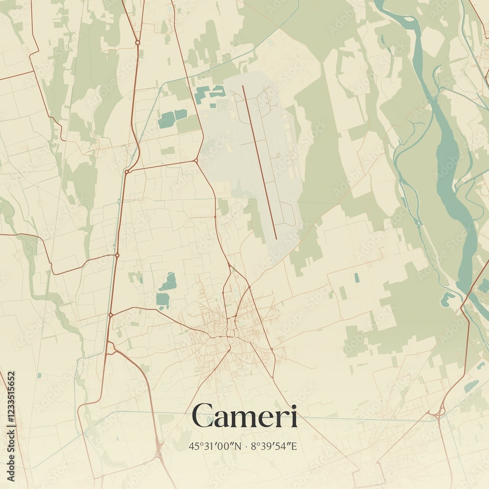 Obraz premium Vintage map of Cameri, Italy.